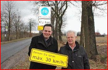 Auf der Fahrradstraße zwischen Raesfeld und Erle gilt Tempo 30