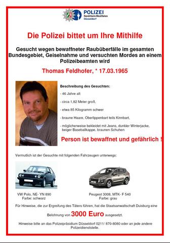 Suche nach Thomas Feldhofer – Plakate und Onlinefahndung bundesweit
