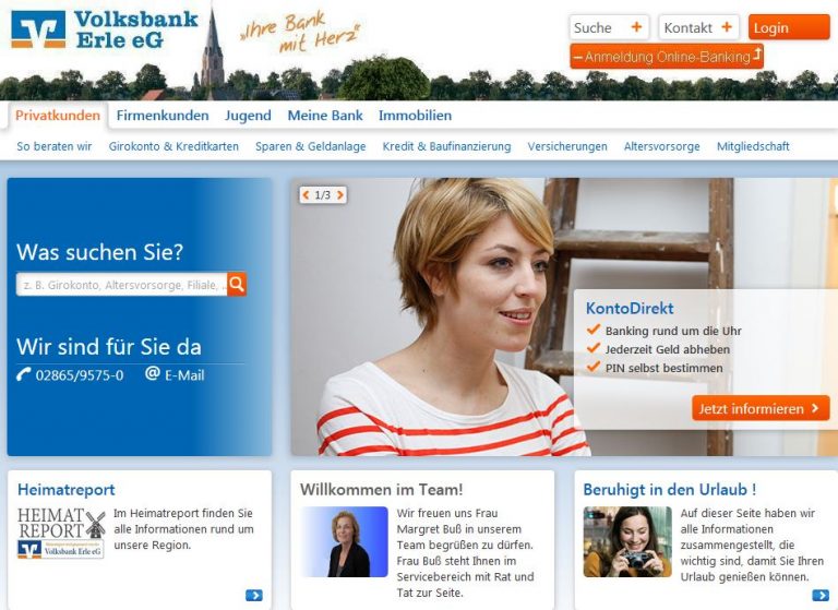 Neuer Internetauftritt – Volksbank Erle