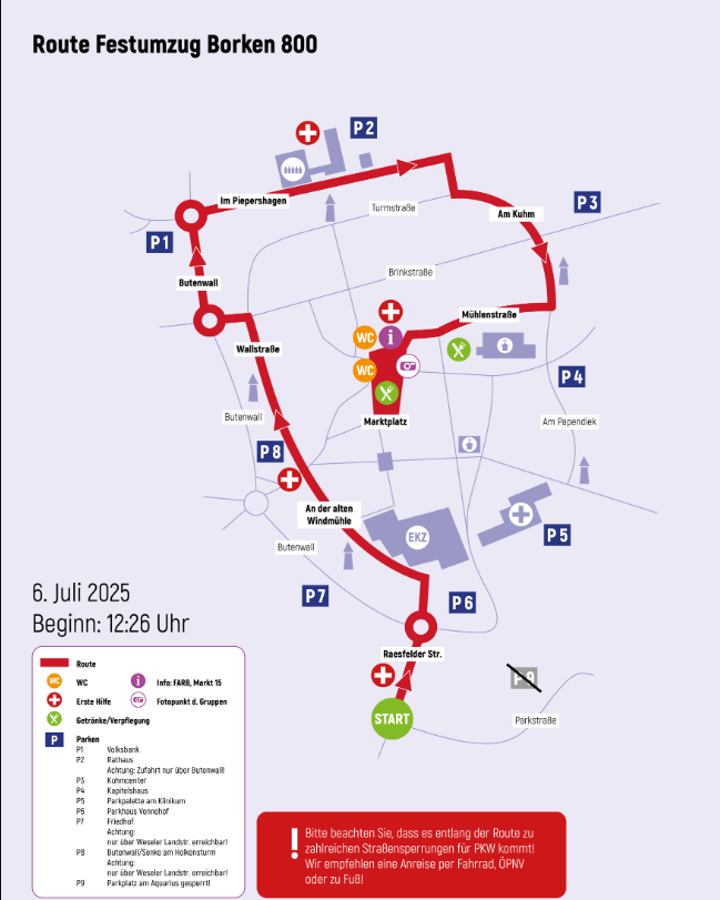 Route Festumzug Borken 2025