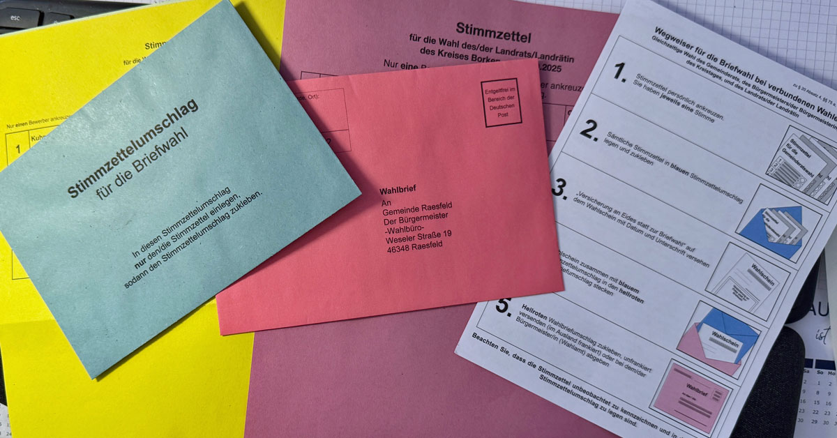 Briefwahl Kommunalwahl 2025 Gemeinde Raesfeld