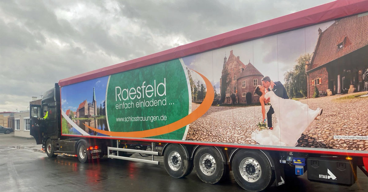 Heimatmotive aus Raesfeld und Erle auf Lkw unterwegs