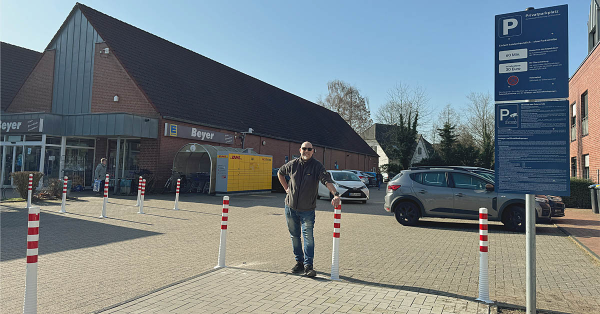 Kundenparkplatz von EDEKA Erle mit aktiver digitaler Kennzeichenerfassung