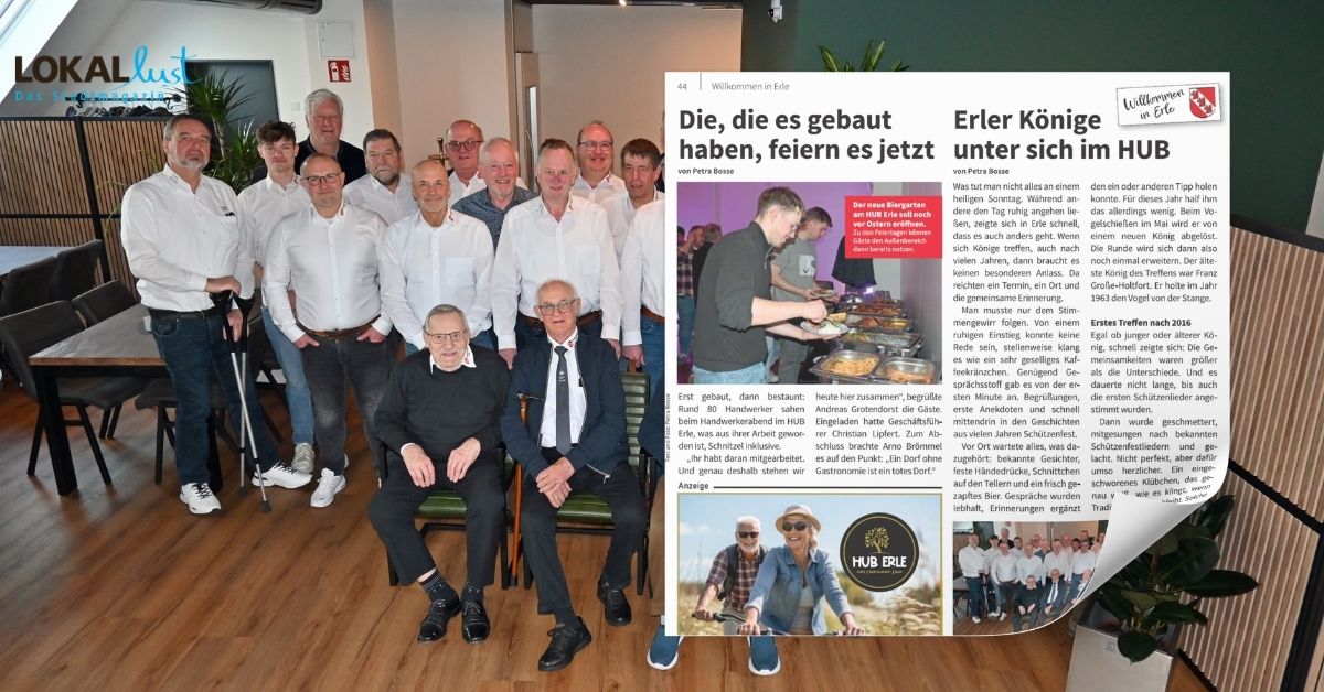 Beim Handwerkerabend und Treffen der Erler Könige im HUB wurde sichtbar, was aus dem neuen Dorfmittelpunkt geworden ist. Grafik: Heimatmedien GmbH