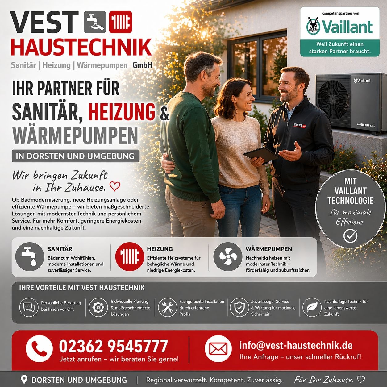 Anzeige Vest Haustechnik für Heizung, Sanitär und Wärmepumpen
