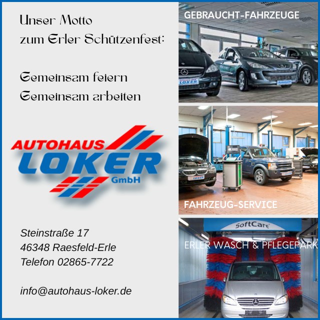 Anzeige Autohaus Loker zum Schützenfest Erle 2026