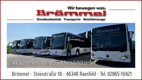 Anzeige Brömmel Omnibusbetrieb zum Schützenfest Erle 2026