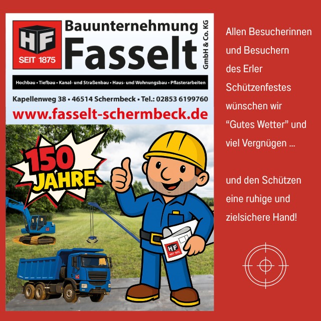 Anzeige Fasselt Bau zum Schützenfest Erle 2026