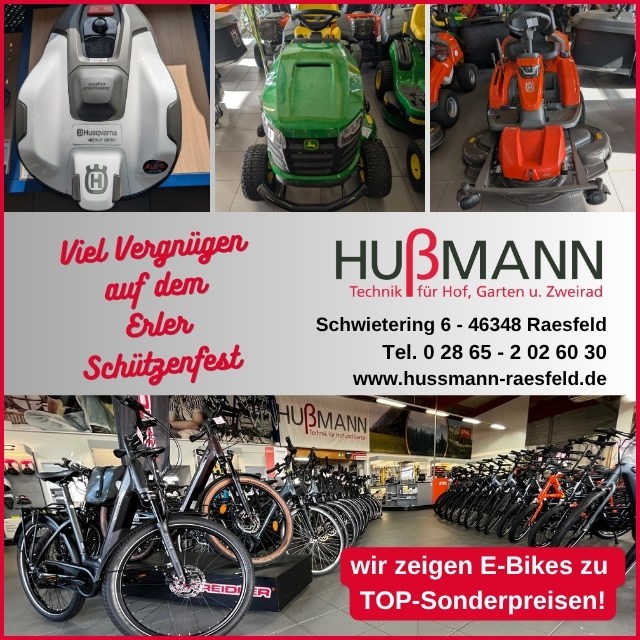 Anzeige Hußmann zum Schützenfest Erle 2026