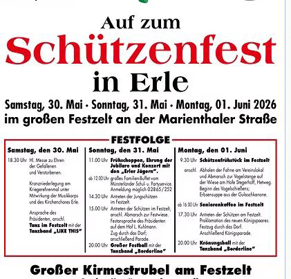 Programm Schützenfest Erle 2026