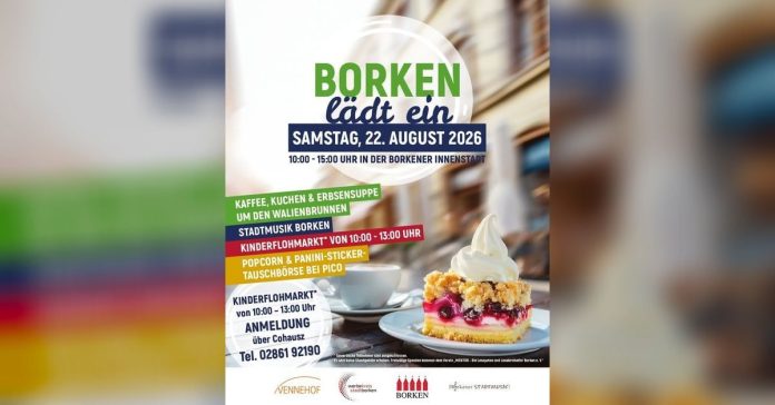 Plakat Borken lädt ein 2026 mit Kinderflohmarkt