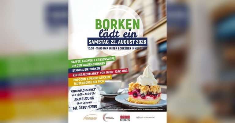 Plakat Borken lädt ein 2026 mit Kinderflohmarkt