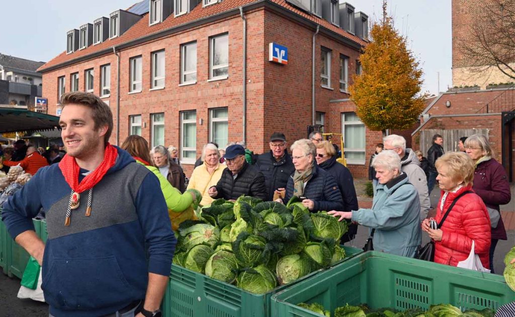 Kohlköpfe in verschiedenen Formen und Arten auf dem kappesmarkt in Raesfeld