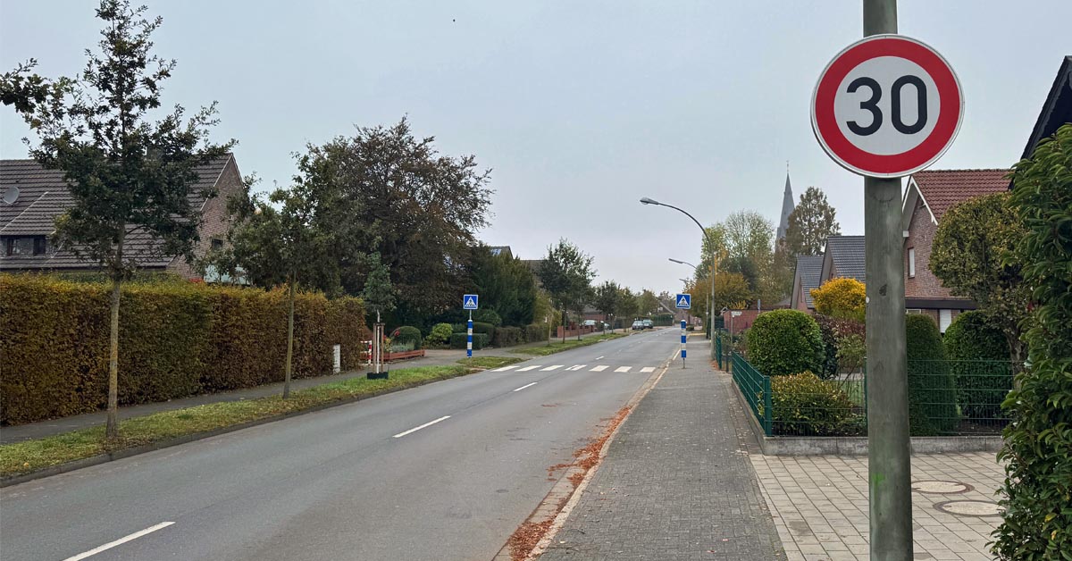 Tempo 30-Zone Schermbecker Straße Ortseinfahrt Erle